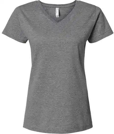 Lat 3507 Women’s V-neck Fine Jersey Tee - Granite Heather