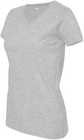 Lat 3507 Women’s v Neck Fine Jersey Tee Heather