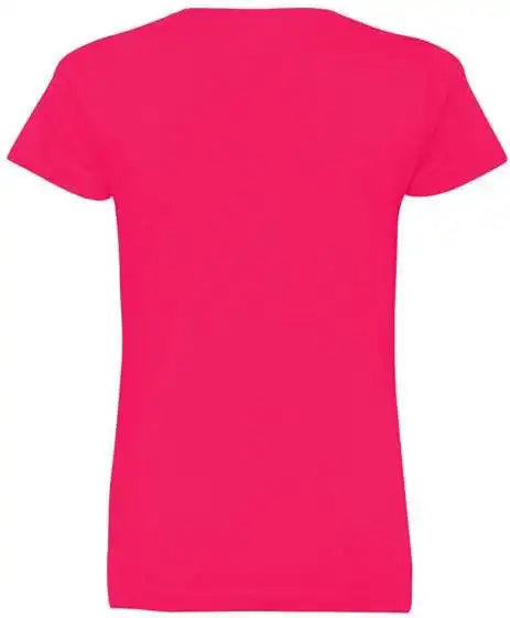Lat 3507 Women’s V-neck Fine Jersey Tee - Hot Pink