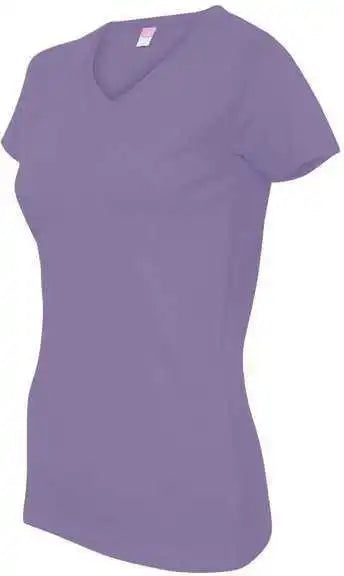 Lat 3507 Women’s v Neck Fine Jersey Tee Lavender