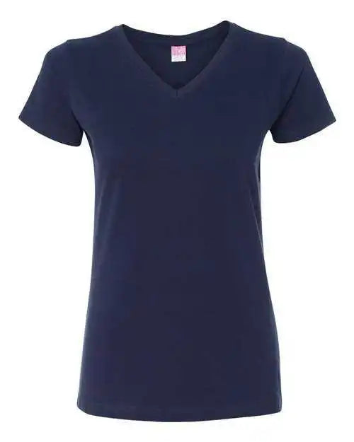 Lat 3507 Women’s v Neck Fine Jersey Tee Navy