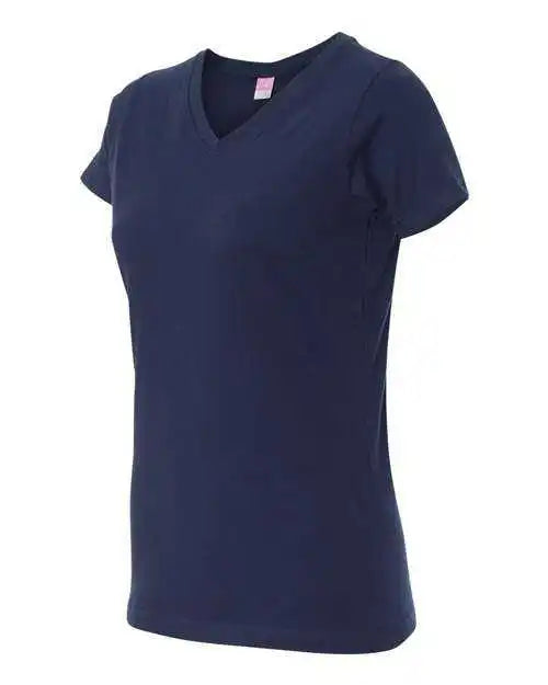 Lat 3507 Women’s v Neck Fine Jersey Tee Navy