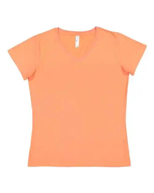 Lat 3507 Women’s V-neck Fine Jersey Tee - Papaya