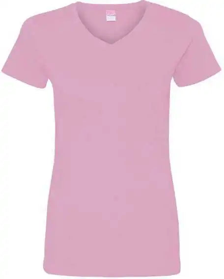 Lat 3507 Women’s v Neck Fine Jersey Tee Pink