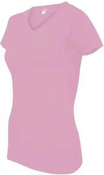 Lat 3507 Women’s v Neck Fine Jersey Tee Pink