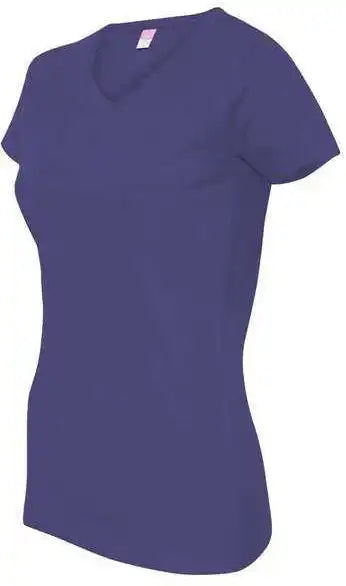 Lat 3507 Women’s v Neck Fine Jersey Tee Purple
