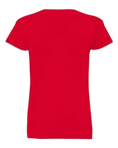 Lat 3507 Women’s v Neck Fine Jersey Tee Red