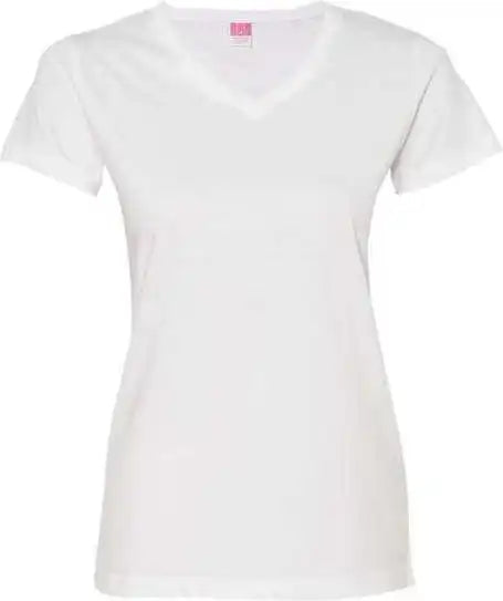 Lat 3507 Women’s V-neck Fine Jersey Tee - White