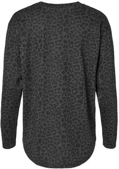 Lat 3508 Ladies’ Relaxed Fine Jersey Long Sleeve Tee - Black Leopard