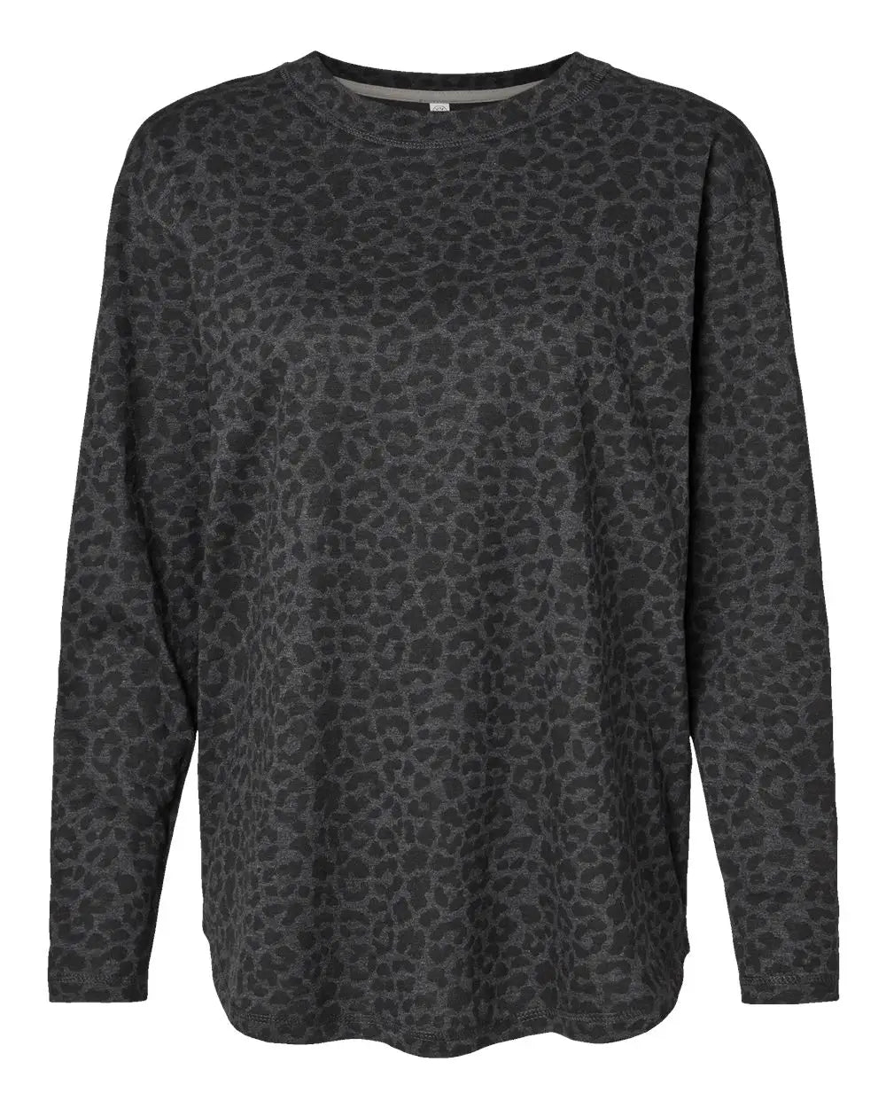 Lat 3508 Women’s Fine Jersey Long Sleeve Tee - Black Leopard