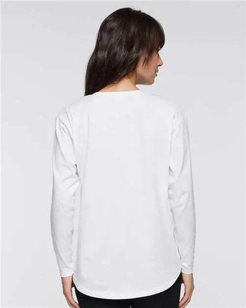 Lat 3508 Women’s Fine Jersey Long Sleeve Tee - White