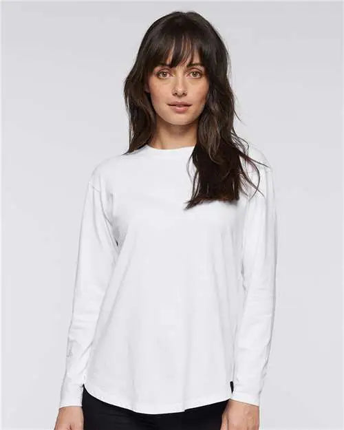 Lat 3508 Women’s Fine Jersey Long Sleeve Tee - White