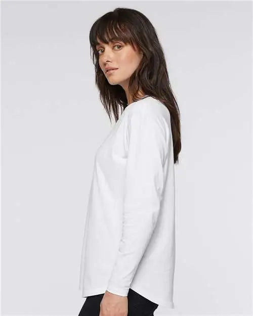 Lat 3508 Women’s Fine Jersey Long Sleeve Tee - White