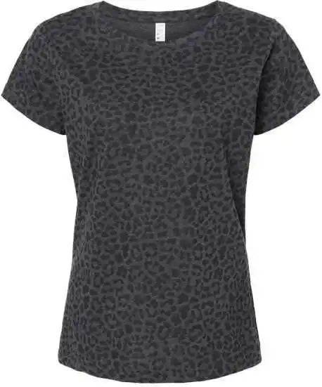 Lat 3516 Women’s Fine Jersey Tee Black Leopard