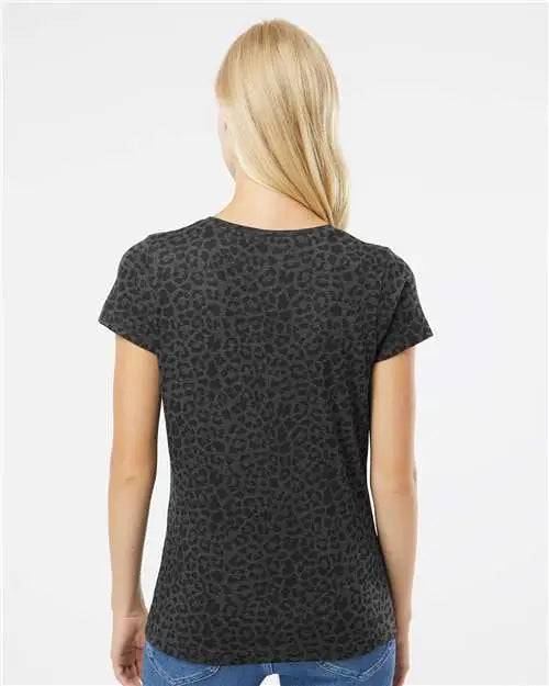 Lat 3516 Women’s Fine Jersey Tee - Black Leopard