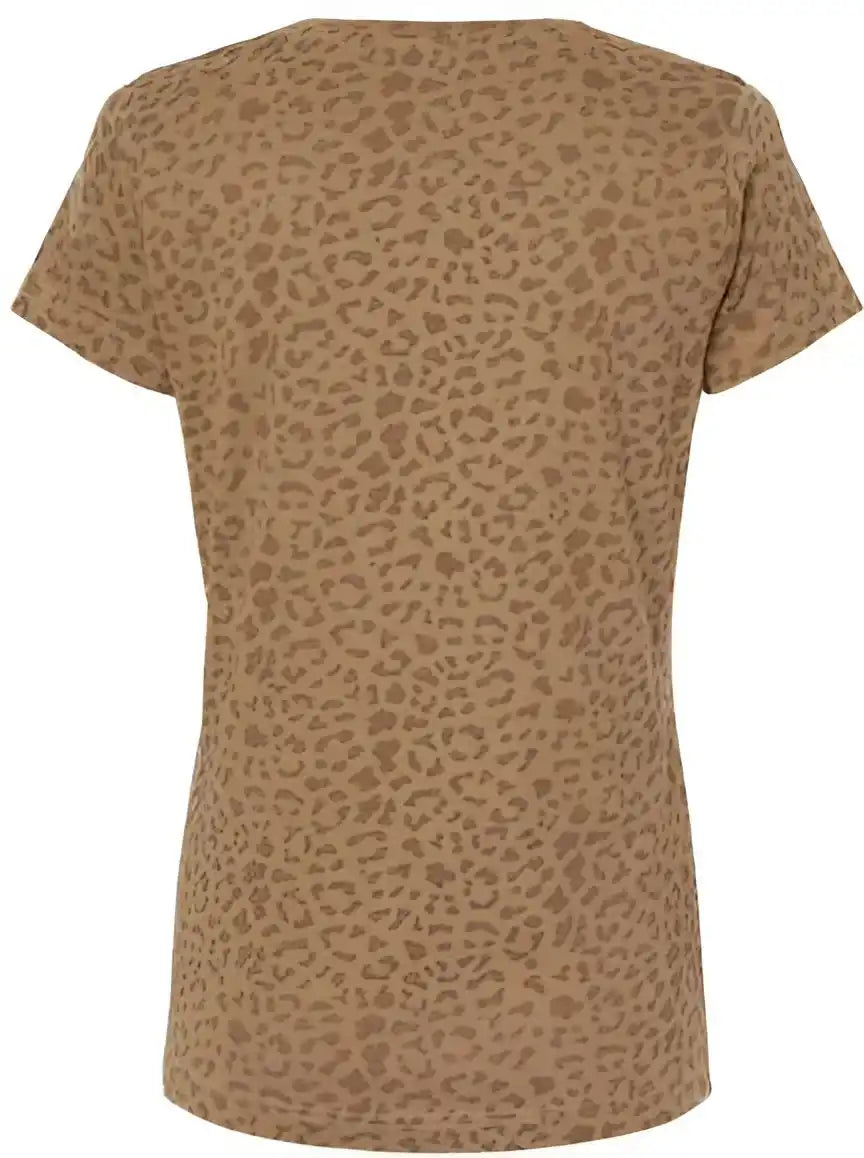 Lat 3516 Women’s Fine Jersey Tee Brown Leopard