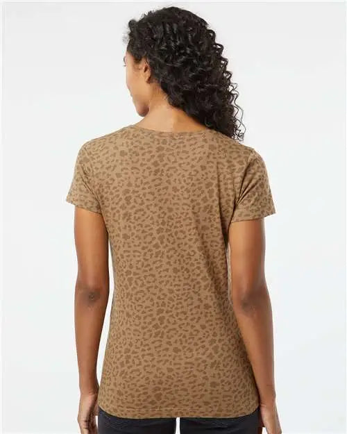 Lat 3516 Women’s Fine Jersey Tee - Brown Leopard