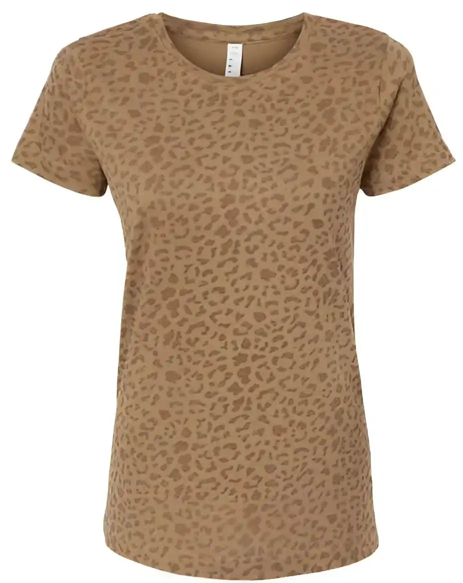 Lat 3516 Women’s Fine Jersey Tee Brown Leopard
