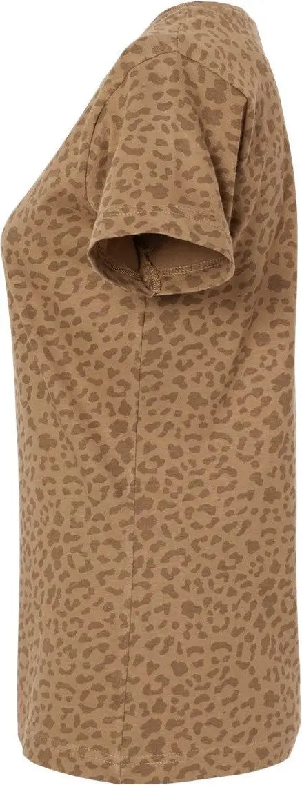 Lat 3516 Women’s Fine Jersey Tee - Brown Leopard