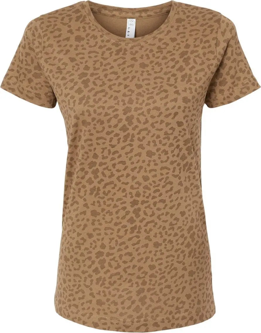Lat 3516 Women’s Fine Jersey Tee - Brown Leopard - Xs