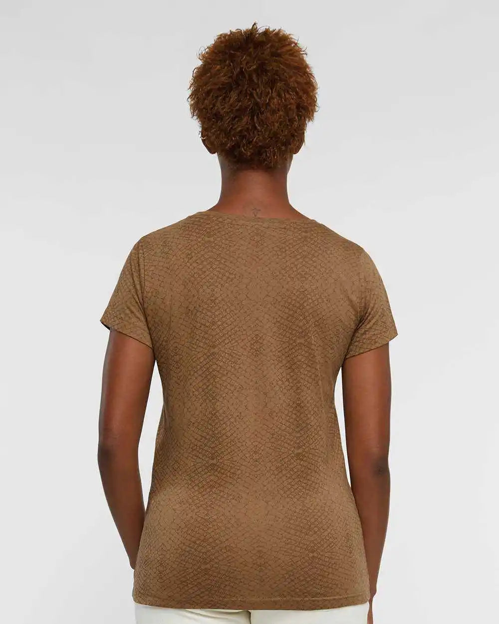 Lat 3516 Women’s Fine Jersey Tee - Brown Reptile