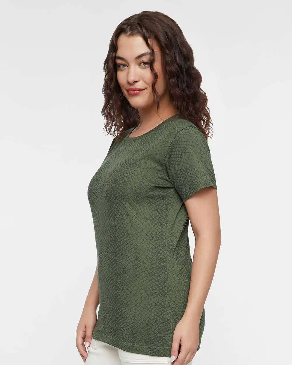 Lat 3516 Women’s Fine Jersey Tee - Green Reptile