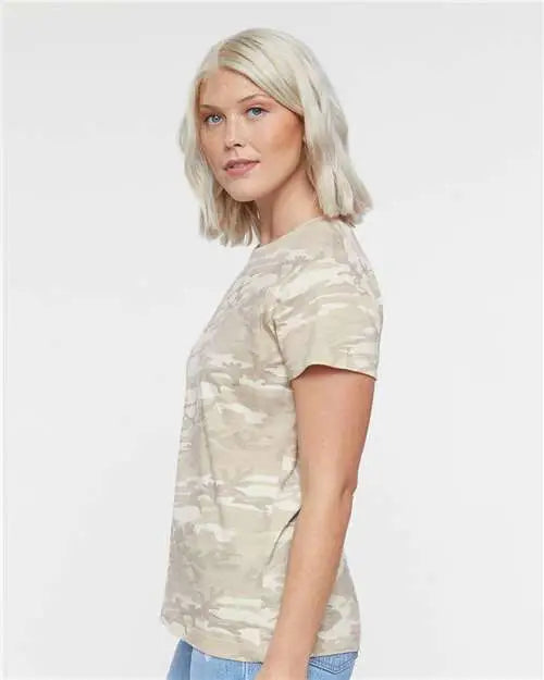 Lat 3516 Women’s Fine Jersey Tee - Natural Camo