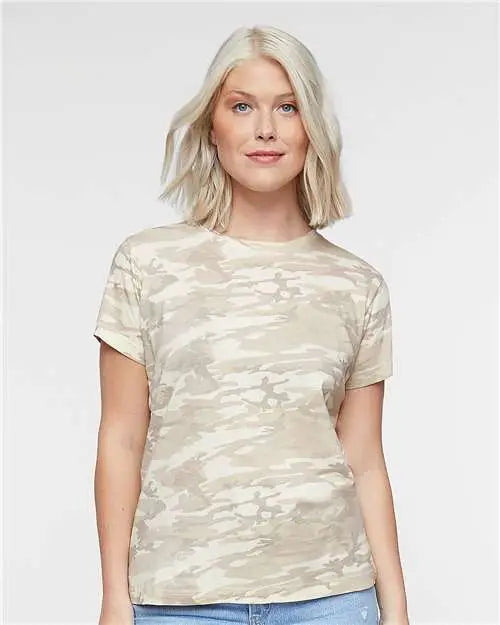Lat 3516 Women’s Fine Jersey Tee - Natural Camo