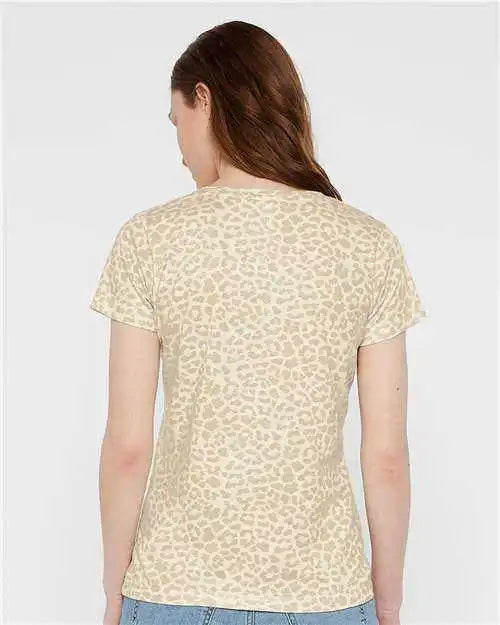 Lat 3516 Women’s Fine Jersey Tee - Natural Leopard