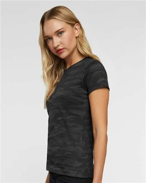 Lat 3516 Women’s Fine Jersey Tee - Storm Camo