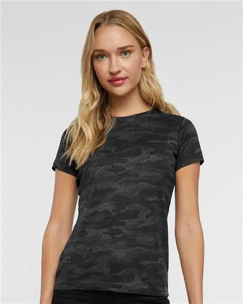 Lat 3516 Women’s Fine Jersey Tee - Storm Camo