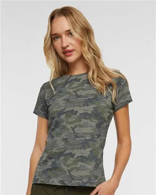 Lat 3516 Women’s Fine Jersey Tee - Vintage Camo