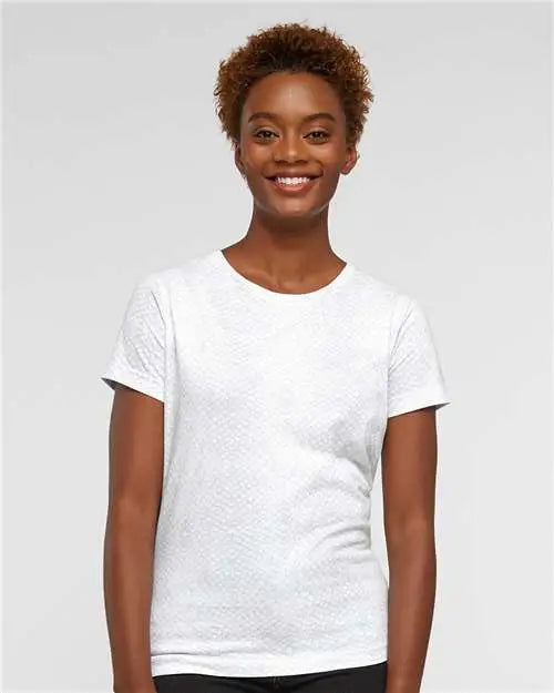 Lat 3516 Women’s Fine Jersey Tee - White Reptile