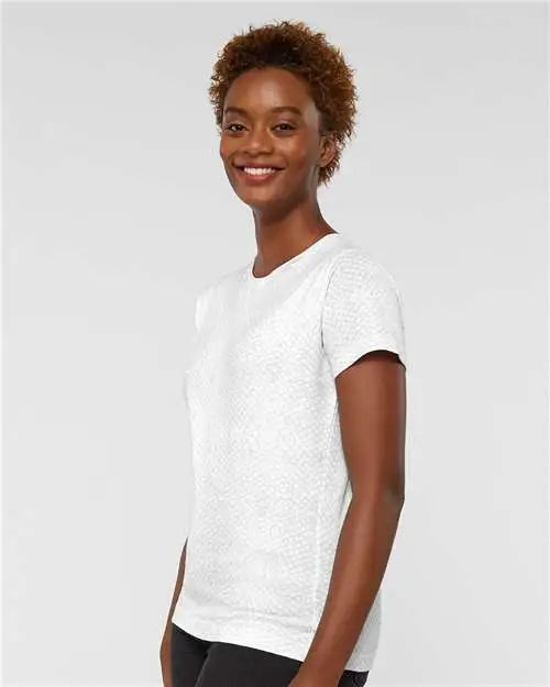 Lat 3516 Women’s Fine Jersey Tee - White Reptile