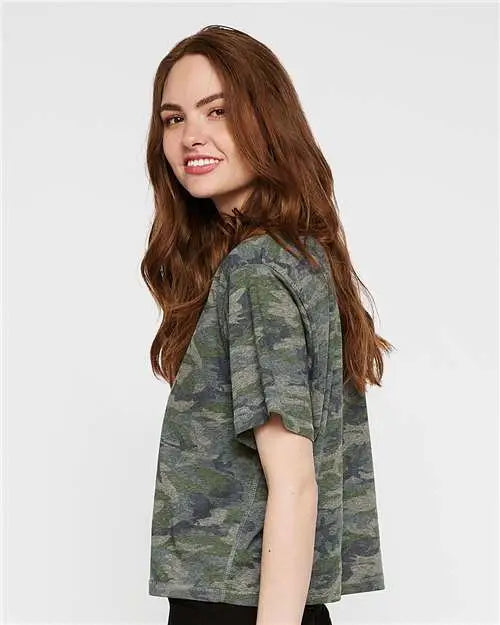 Lat 3518 Women’s Boxy Tee - Vintage Camo