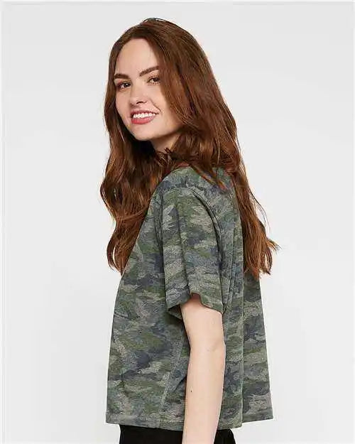 Lat 3518 Women’s Boxy Tee Vintage Camo