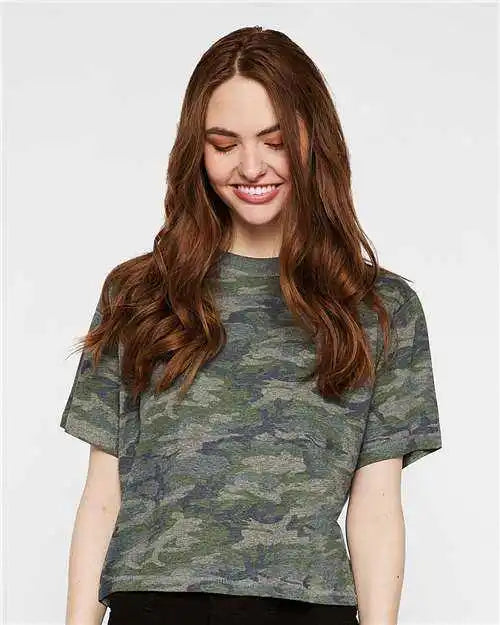 Lat 3518 Women’s Boxy Tee Vintage Camo