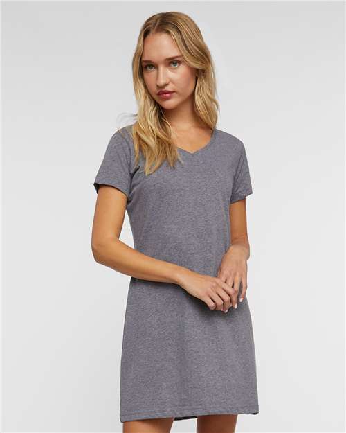 Lat 3522 Women’s Fine Jersey V-neck Coverup - Granite Heather