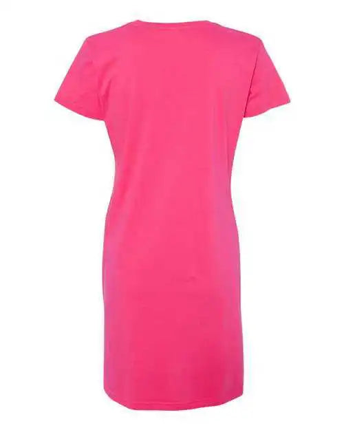 Lat 3522 Women’s v Neck Fine Jersey Coverup Hot Pink
