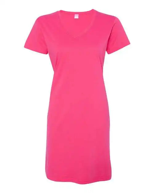 Lat 3522 Women’s v Neck Fine Jersey Coverup Hot Pink
