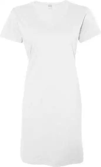 Lat 3522 Women’s v Neck Fine Jersey Coverup White