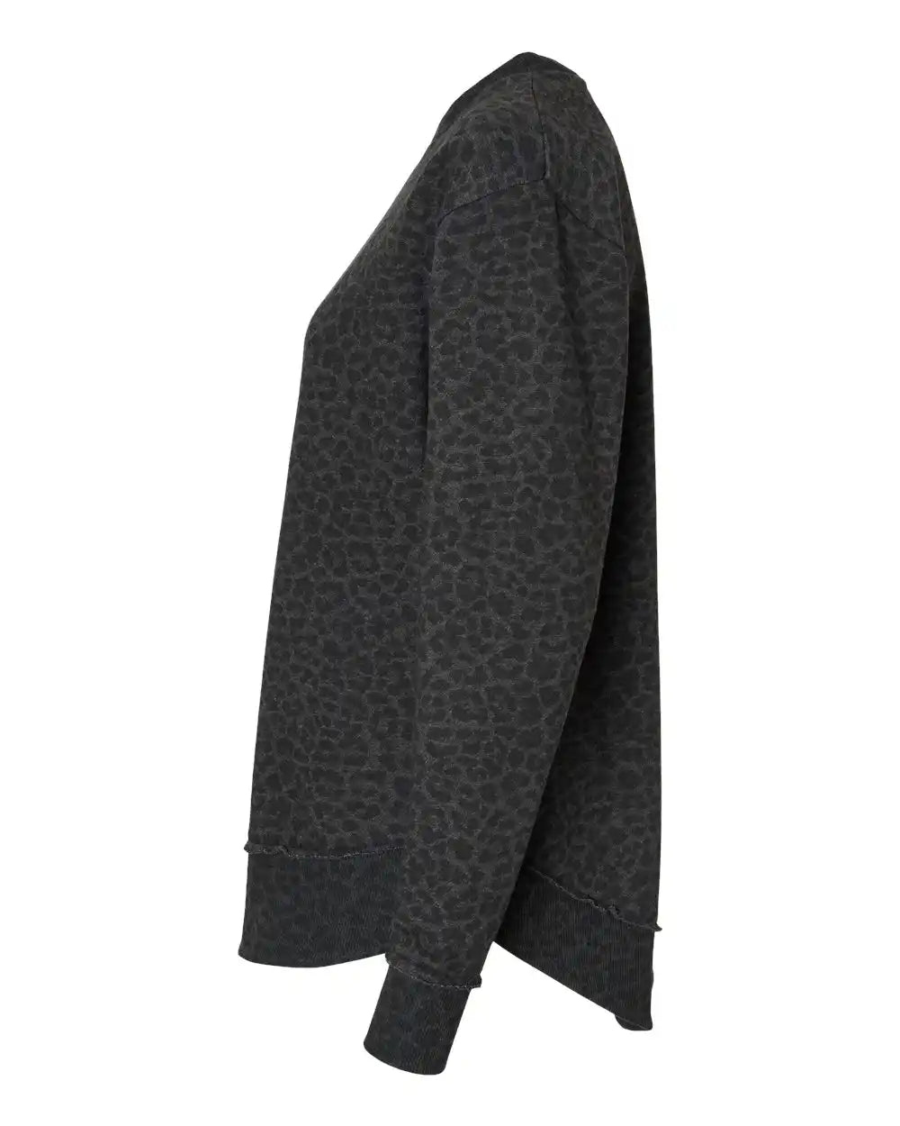 Lat 3525 Women’s Weekend Fleece Crewneck Sweatshirt - Black Leopard