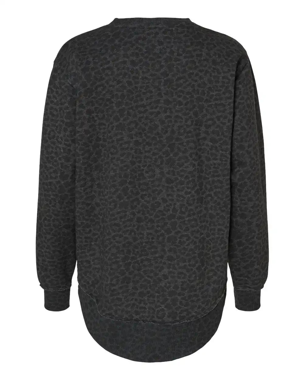 Lat 3525 Women’s Weekend Fleece Crewneck Sweatshirt - Black Leopard