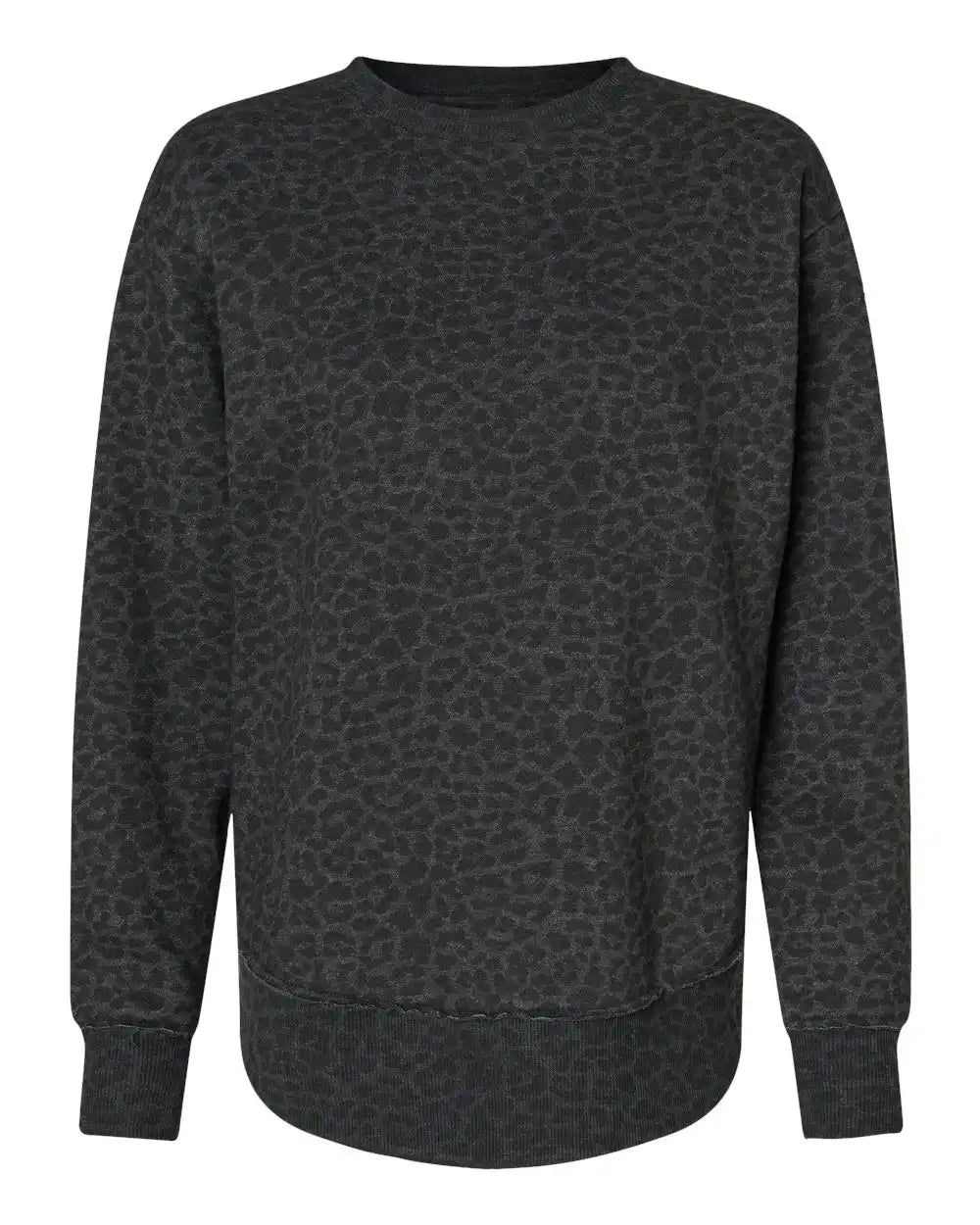 Lat 3525 Women’s Weekend Fleece Crewneck Sweatshirt - Black Leopard - s