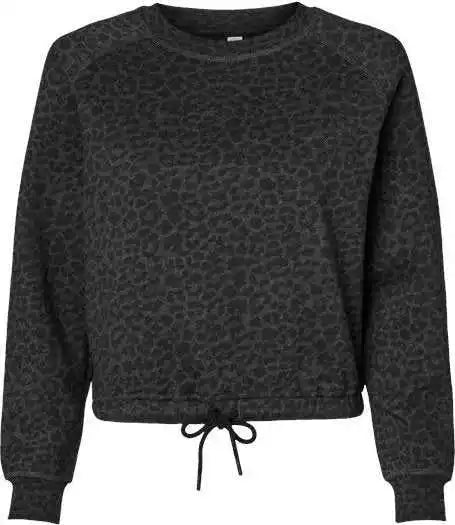 Lat 3528 Women’s Relaxed 3-end Boxy Fleece Crewneck Sweatshirt - Black Leopard