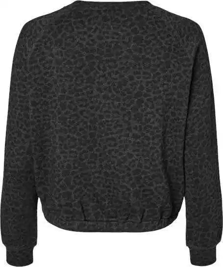 Lat 3528 Women’s Relaxed 3-end Boxy Fleece Crewneck Sweatshirt - Black Leopard