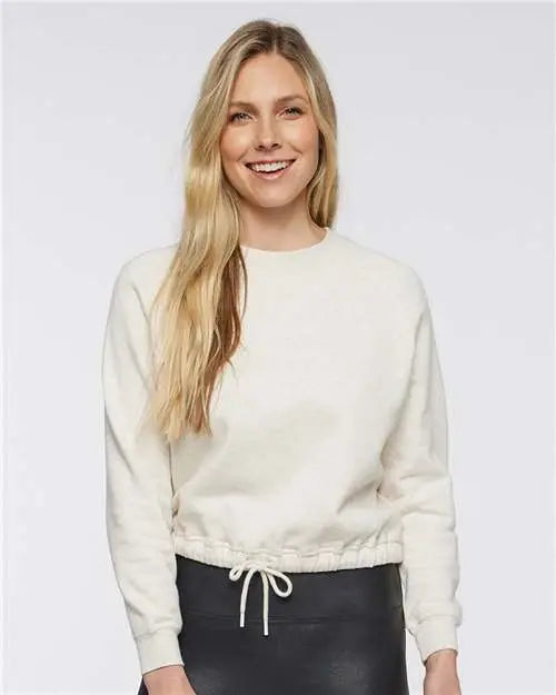 Lat 3528 Women’s Relaxed 3-end Boxy Fleece Crewneck Sweatshirt - Natural Heather