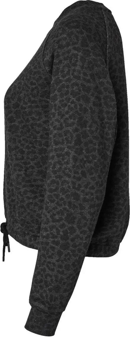 Lat 3528 Women’s Relaxed 3-end Boxy Fleece Crewneck Sweatshirt - Black Leopard