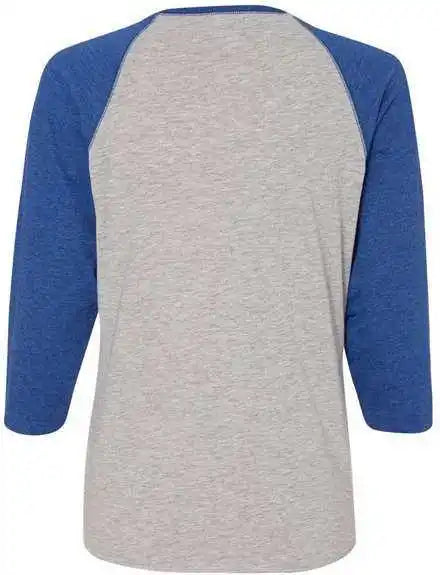 Lat 3530 Women’s Baseball Fine Jersey Three Quarter Sleeve Tee Vintage Heather Royal