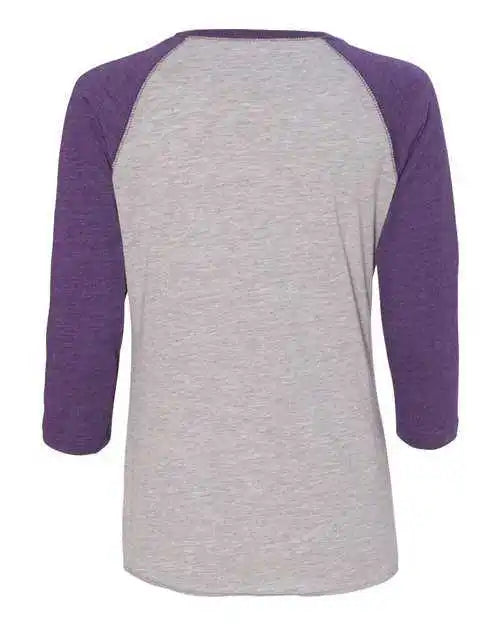 Lat 3530 Women’s Baseball Fine Jersey Three-quarter Sleeve Tee - Vintage Heather Purple